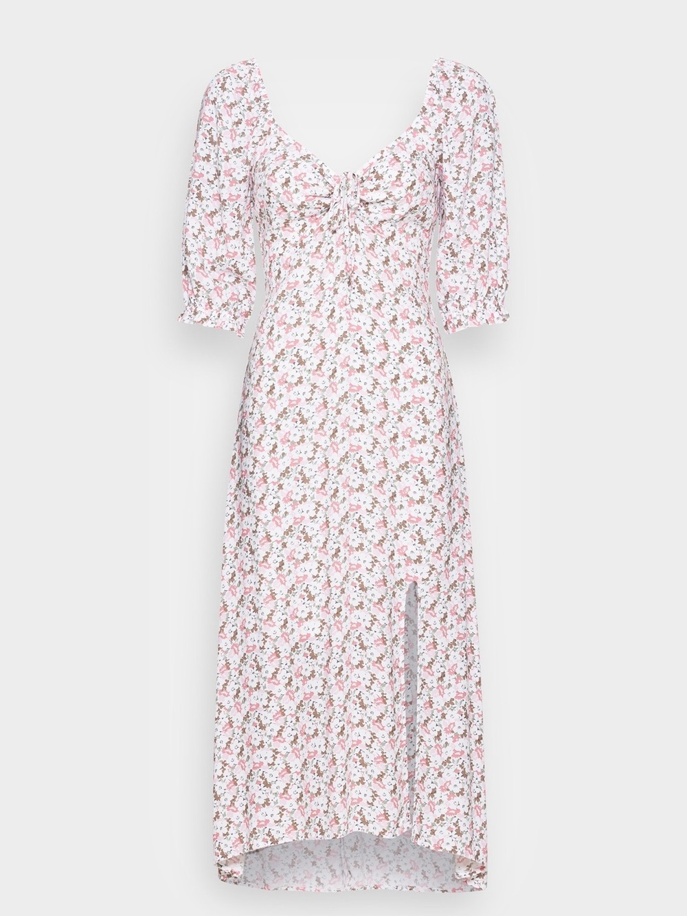 Hollister pink and white ditsy Floral Midi Dress Small Cottagecore Coquette Sz L